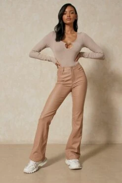 Flared Leg Coated Jeans