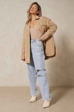 Nylon Pocket Detail Shacket -Cheap Sarto Tone Store camel nylon pocket detail shacket 1