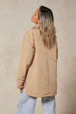 Nylon Pocket Detail Shacket -Cheap Sarto Tone Store camel nylon pocket detail shacket 2