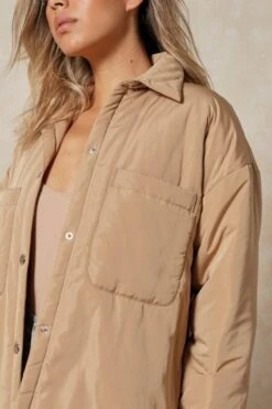 Nylon Pocket Detail Shacket -Cheap Sarto Tone Store camel nylon pocket detail shacket 3