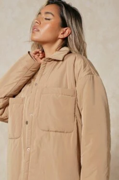 Nylon Pocket Detail Shacket -Cheap Sarto Tone Store camel nylon pocket detail shacket 4