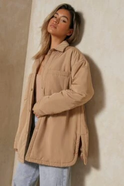 Nylon Pocket Detail Shacket -Cheap Sarto Tone Store camel nylon pocket detail shacket 5