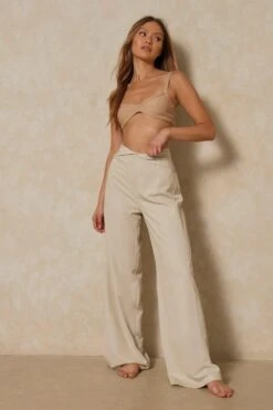 Ribbed Ruched Front Bralette -Cheap Sarto Tone Store camel ribbed ruched front bralette 3