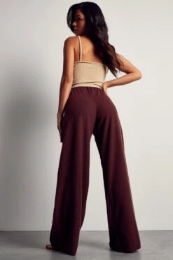 Crinkle Rib Wide Leg Trouser 10 Crinkle Rib Wide Leg Trouser -Cheap Sarto Tone Store chocolate crinkle rib wide leg trouser 2