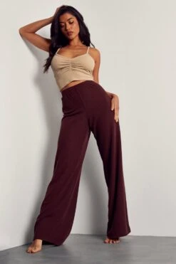 Crinkle Rib Wide Leg Trouser 11 Crinkle Rib Wide Leg Trouser -Cheap Sarto Tone Store chocolate crinkle rib wide leg trouser 3
