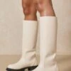Chunky Sole Knee High Boots 2 Chunky Sole Knee High Boots -Cheap Sarto Tone Store cream chunky sole knee high boots