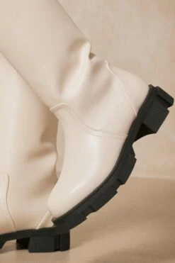 Chunky Sole Knee High Boots 7 Chunky Sole Knee High Boots -Cheap Sarto Tone Store cream chunky sole knee high boots 2
