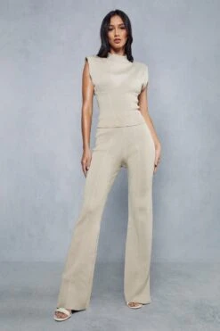 Premium Knit High Neck Top & Trouser Co-ord -Cheap Sarto Tone Store cream premium knit high neck top trouser co ord 3