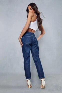 High Waisted Straight Leg Jeans -Cheap Sarto Tone Store dark blue high waisted straight leg jeans 2
