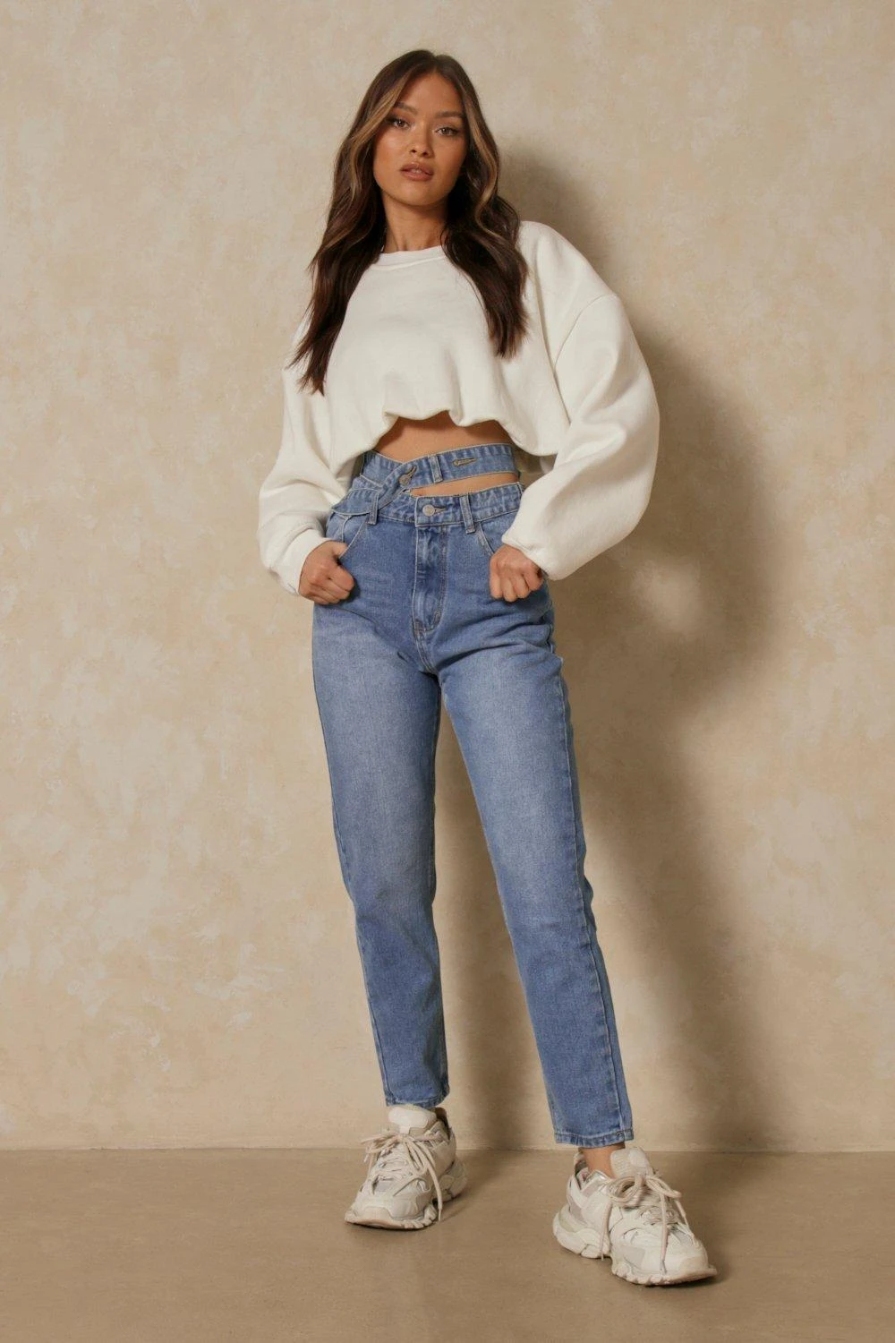 Strap Waist Cut Out Straight Leg Jeans 3 Strap Waist Cut Out Straight Leg Jeans