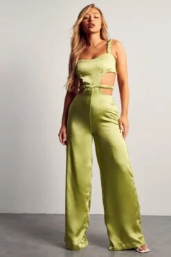 Ruched Strap Satin Wide Leg Jumpsuit 17 Ruched Strap Satin Wide Leg Jumpsuit -Cheap Sarto Tone Store green ruched strap satin wide leg jumpsuit 3