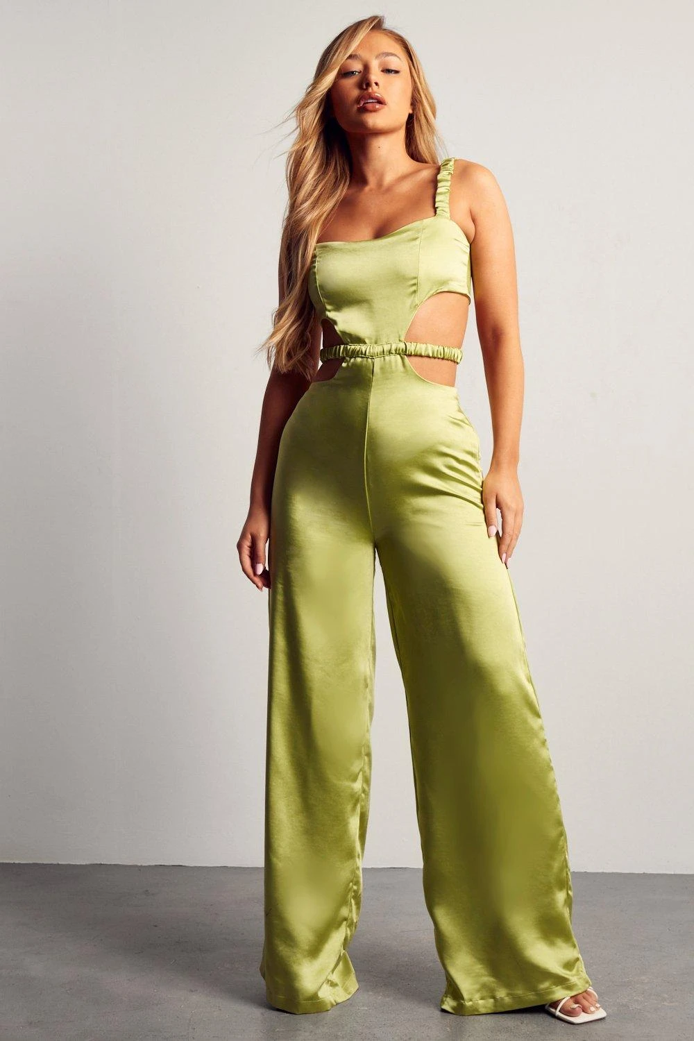 Ruched Strap Satin Wide Leg Jumpsuit 6 Ruched Strap Satin Wide Leg Jumpsuit - Image 4