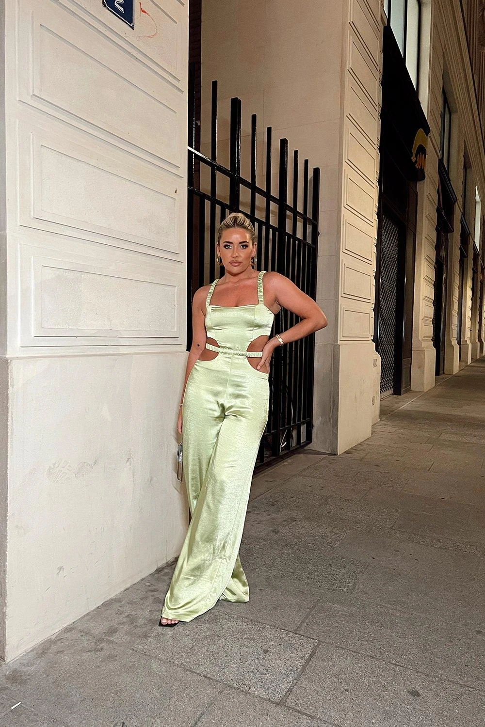 Ruched Strap Satin Wide Leg Jumpsuit 3 Ruched Strap Satin Wide Leg Jumpsuit