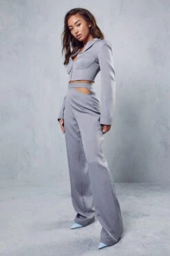 Cut Out Waist Straight Leg Trousers