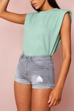 Grey Denim Shorts