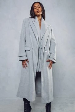 Oversized Wool Look Maxi Coat -Cheap Sarto Tone Store grey oversized wool look maxi coat 4