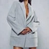 Wool Look Oversized Longline Blazer