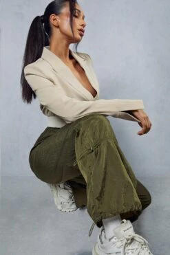 Elastic Cuff Detail Parachute Cargo Trouser