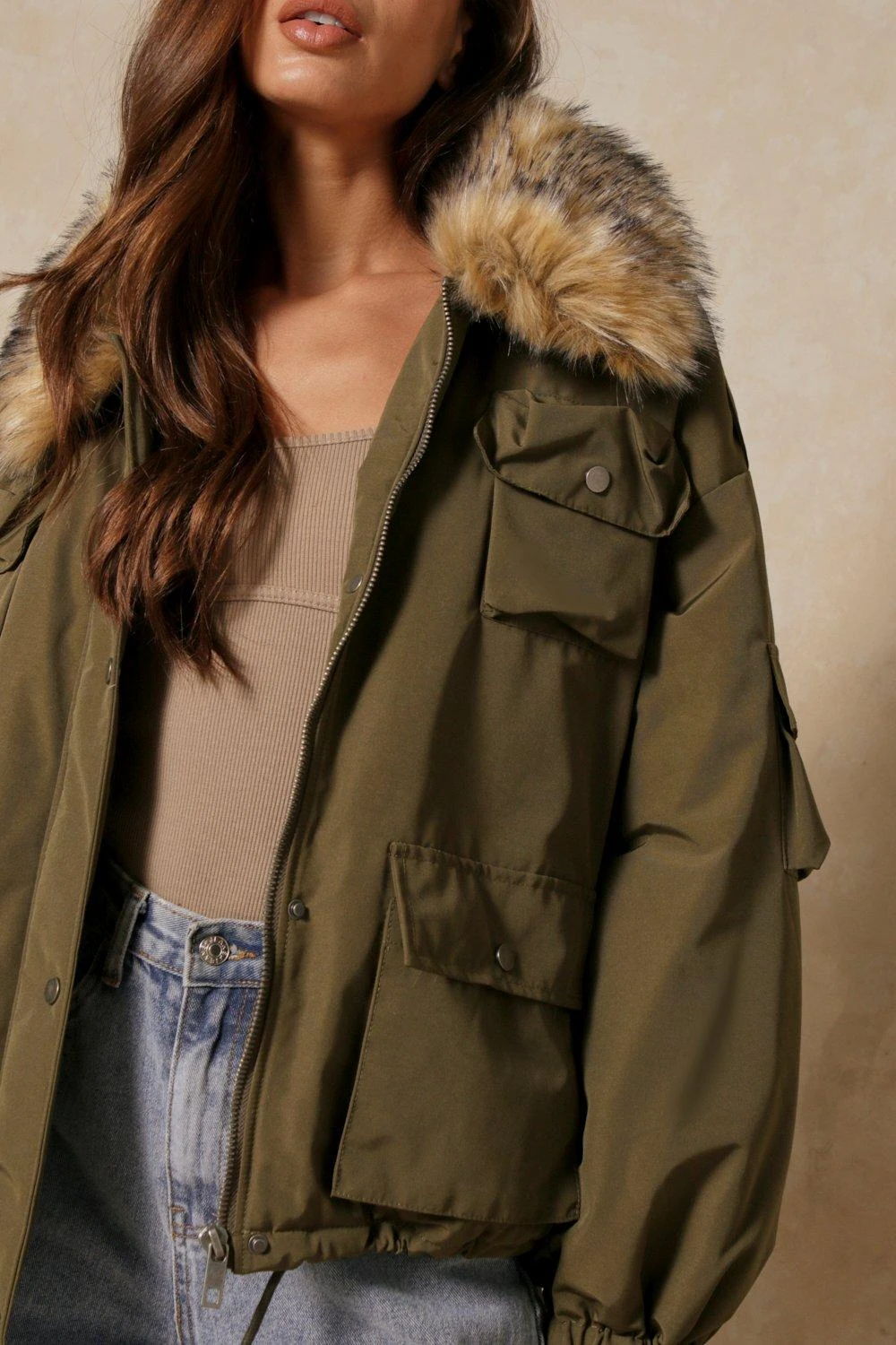 Faux Fur Collar Utility Parka 4 Faux Fur Collar Utility Parka - Image 2