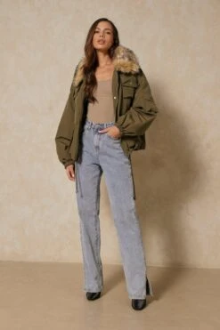 Faux Fur Collar Utility Parka 10 Faux Fur Collar Utility Parka -Cheap Sarto Tone Store khaki faux fur collar utility parka 3