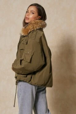 Faux Fur Collar Utility Parka 11 Faux Fur Collar Utility Parka -Cheap Sarto Tone Store khaki faux fur collar utility parka 4