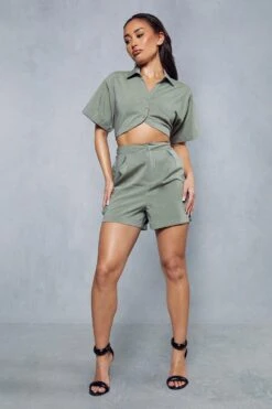 Miss Joslin Cargo Pocket Shorts -Cheap Sarto Tone Store khaki miss joslin cargo pocket shorts 3