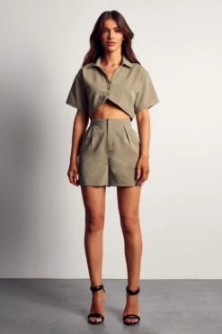 Miss Joslin Cargo Pocket Shorts -Cheap Sarto Tone Store khaki miss joslin cargo pocket shorts 6