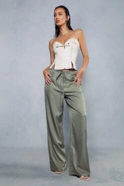Tie Waist Straight Leg Trouser