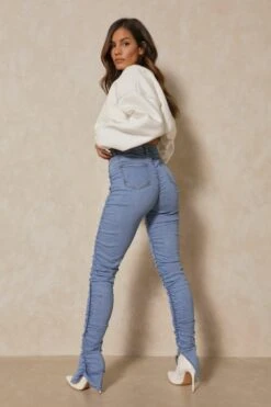 Extreme Gathered Skinny Split Side Jean 9 Extreme Gathered Skinny Split Side Jean -Cheap Sarto Tone Store light blue extreme gathered skinny split side jean 2