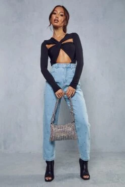 Jewel Embellished Mom Jean 10 Jewel Embellished Mom Jean -Cheap Sarto Tone Store light blue jewel embellished mom jean 3