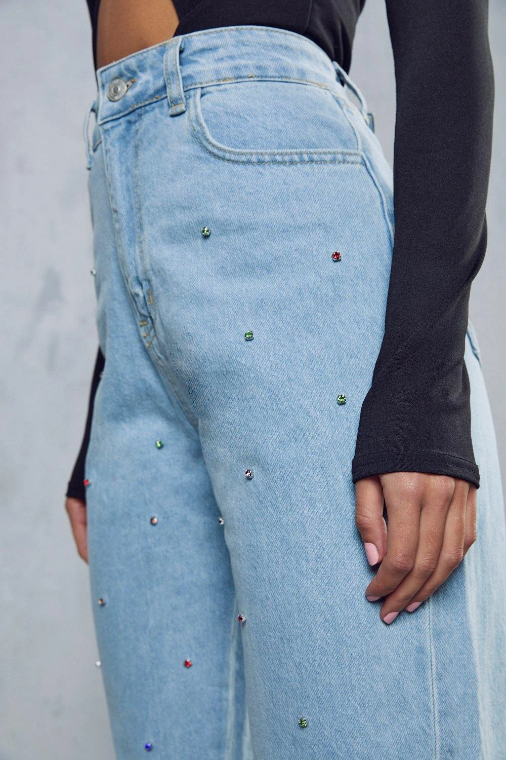 Jewel Embellished Mom Jean 7 Jewel Embellished Mom Jean - Image 5