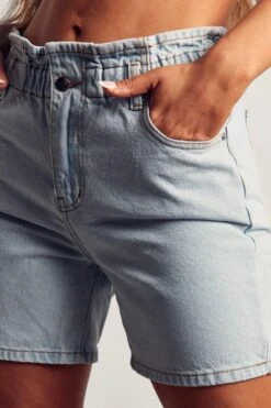 Paper Bag Waist Detail Short 9 Paper Bag Waist Detail Short -Cheap Sarto Tone Store light blue paper bag waist detail short 1