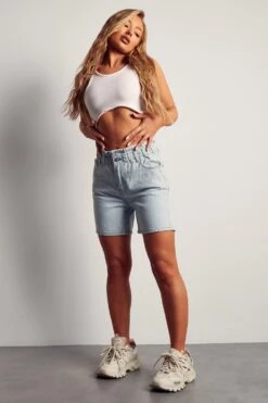 Paper Bag Waist Detail Short 11 Paper Bag Waist Detail Short -Cheap Sarto Tone Store light blue paper bag waist detail short 3