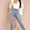Tie Hem Straight Leg Jeans