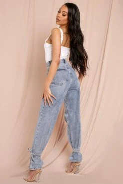 Tie Hem Straight Leg Jeans 9 Tie Hem Straight Leg Jeans -Cheap Sarto Tone Store light blue tie hem straight leg jeans 3