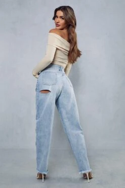 Boyfriend Fit Slash Detail Baggy Jeans 10 Boyfriend Fit Slash Detail Baggy Jeans -Cheap Sarto Tone Store light wash boyfriend fit slash detail baggy jeans 2