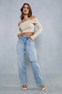 Boyfriend Fit Slash Detail Baggy Jeans 11 Boyfriend Fit Slash Detail Baggy Jeans -Cheap Sarto Tone Store light wash boyfriend fit slash detail baggy jeans 3