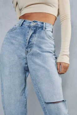 Boyfriend Fit Slash Detail Baggy Jeans 13 Boyfriend Fit Slash Detail Baggy Jeans -Cheap Sarto Tone Store light wash boyfriend fit slash detail baggy jeans 5