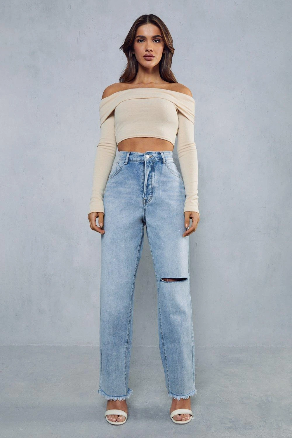 Boyfriend Fit Slash Detail Baggy Jeans 3 Boyfriend Fit Slash Detail Baggy Jeans