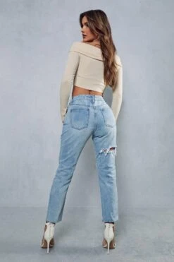 Distressed Mom Jeans -Cheap Sarto Tone Store light wash distressed mom jeans 2