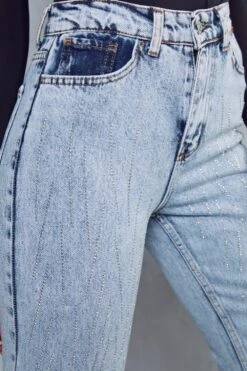 Jewel Detail Mom Jean -Cheap Sarto Tone Store light wash jewel detail mom jean 1