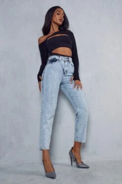 Jewel Detail Mom Jean -Cheap Sarto Tone Store light wash jewel detail mom jean 3