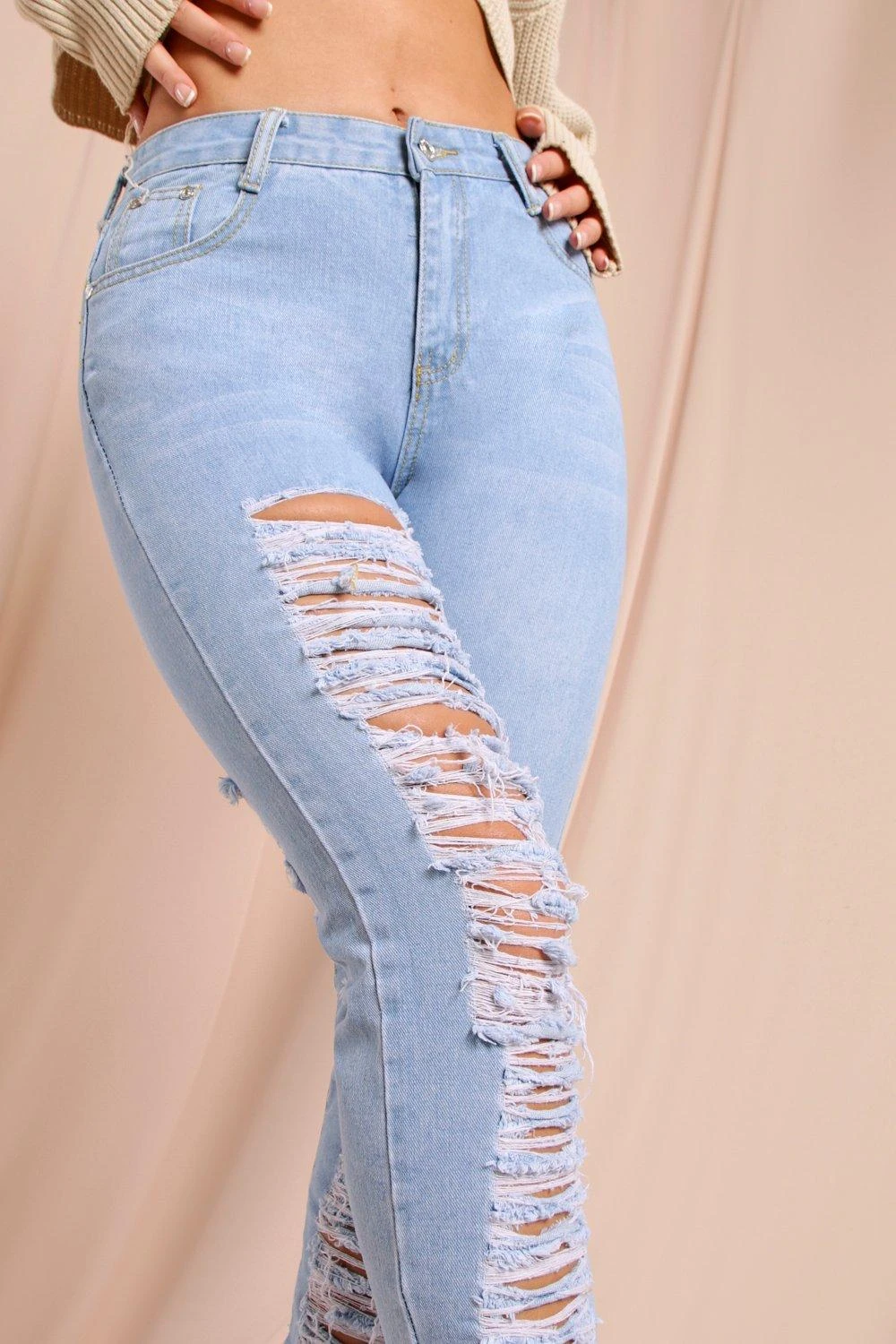 Mid Rise Extreme Distressed Skinny Jeans 4 Mid Rise Extreme Distressed Skinny Jeans - Image 2