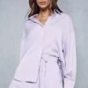 Premium Satin Shirt And Short Co-ord 2 Premium Satin Shirt And Short Co-ord -Cheap Sarto Tone Store lilac premium satin shirt and short co ord