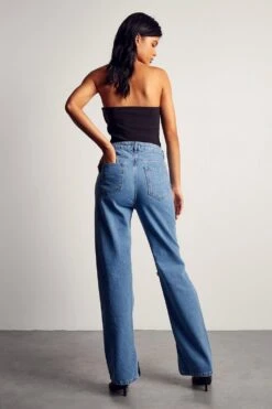 Distressed Knee Straight Leg Jeans 9 Distressed Knee Straight Leg Jeans -Cheap Sarto Tone Store mid blue distressed knee straight leg jeans 2