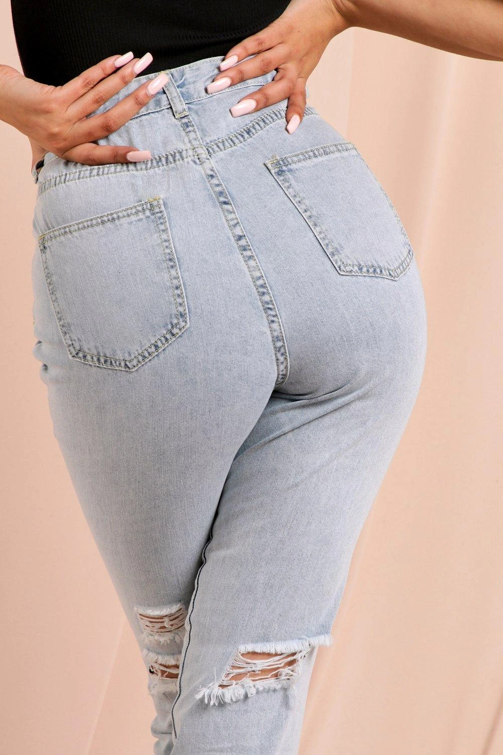 Knee Rip Distressed Straight Leg Jean 4 Knee Rip Distressed Straight Leg Jean - Image 2