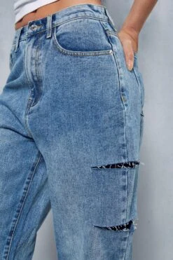 Straight Leg Rip Detail Baggy Jean -Cheap Sarto Tone Store mid blue straight leg rip detail baggy jean 5