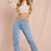 High Waisted Cut Out Straight Leg Jean 1 High Waisted Cut Out Straight Leg Jean -Cheap Sarto Tone Store mid wash high waisted cut out straight leg jean