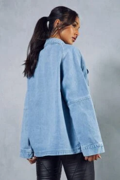 Oversized Denim Utility Jacket 10 Oversized Denim Utility Jacket -Cheap Sarto Tone Store mid wash oversized denim utility jacket 2