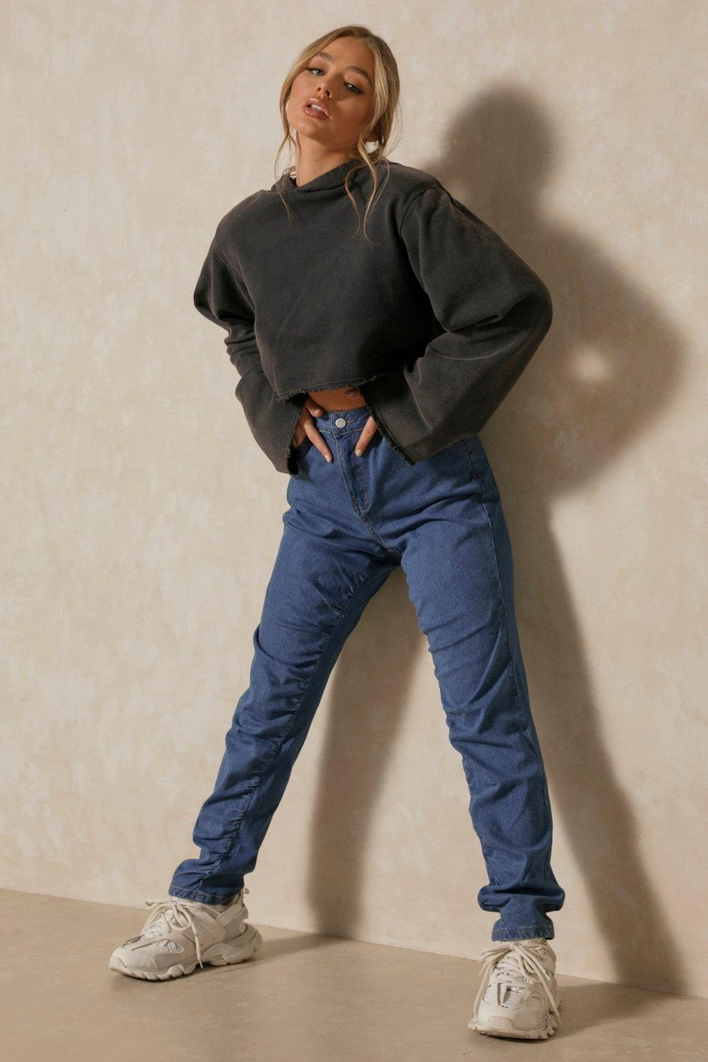 Ruched Detail Denim Straight Leg Jean 6 Ruched Detail Denim Straight Leg Jean - Image 4